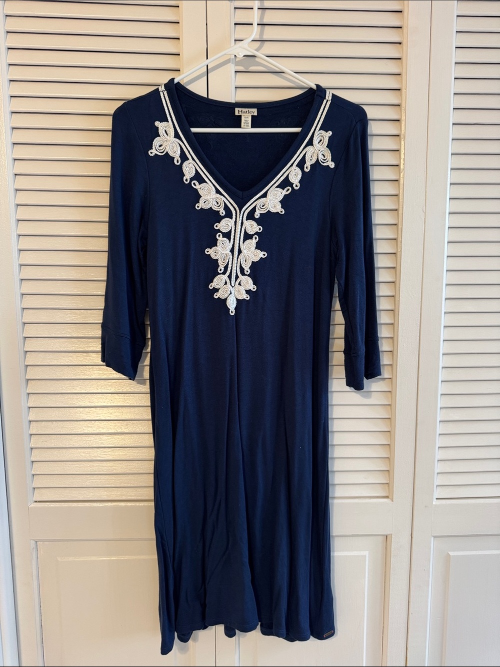 Hatley Navy Blue Dress with White Embroidery